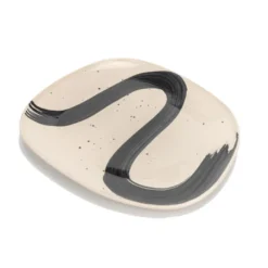 Assiette plate motif zigzag noir