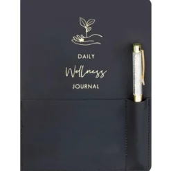 Cahier et stylo dore