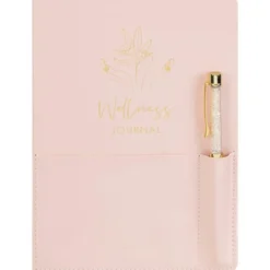 Cahier et stylo dore