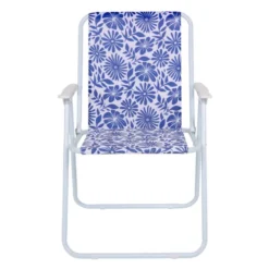 Chaise pliante printee bleue