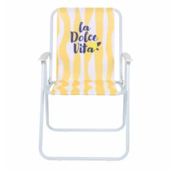 Chaise pliante rayures jaune/ble