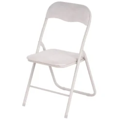 Chaise pliante velours creme