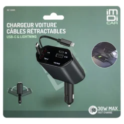 Chargeur voiture cables retract