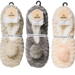 Chaussons doudou pompon fem