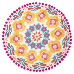Coussin brode pompons d40cm