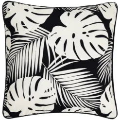 Coussin ext feuillage noir/v