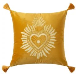 Coussin exvoto 40x40cm ocre