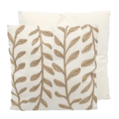 Coussin feuilles en jute 50x50cm