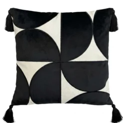 Coussin geometrie noir avec pomp