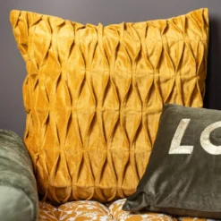 Coussin plis 40x40cm ocre