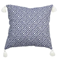 Coussin pompons motif grec 60x60