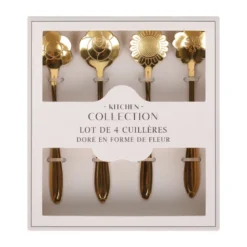 4 cuilleres fleur dore
