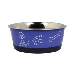 Gamelle inox paroi decor bleu
