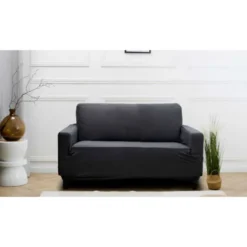 Housse de canape uni 2p taupe