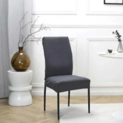 Housse de chaise uni taupe