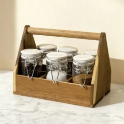 Lot de 6 bocaux a epices + rack