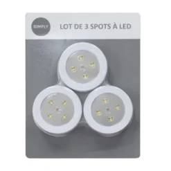 Lot de 3 lumieres led poussoir