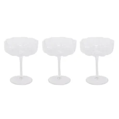 Lot de 3 verres a pieds fleur