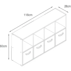 Meuble 8 cubes/4 paniers blanc