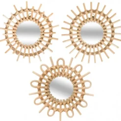 Miroir rotin soleil x3