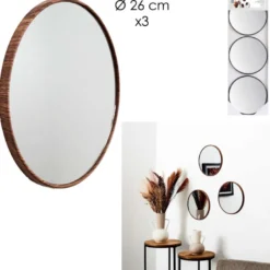 Miroir x3 toronto imitation bois