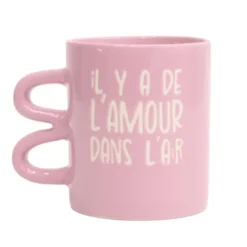 Mug double anse uni avec print