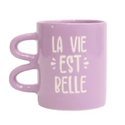 Mug double anse uni avec print