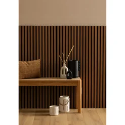 Panneau deco tasseaux bois fonce