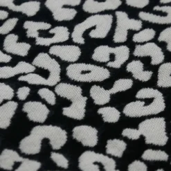 Plaid a franges leopard noir 130