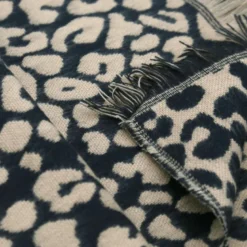 Plaid a franges leopard 130x160c
