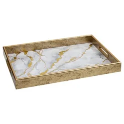 Plateau rectangle mabre blanc