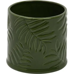 Pot ceramique palmes vert