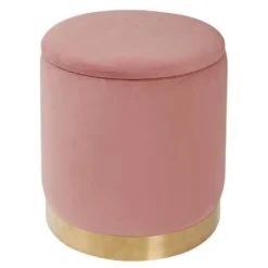Pouf de rangement velours blush