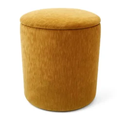 Pouf de rangement velours ocre