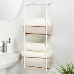 Rangement deux niveaux bois/blan