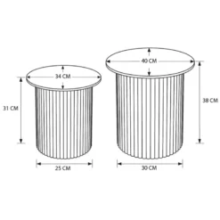 2 tables piliers effet travertin
