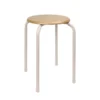 Tabouret assise bois pieds creme
