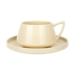Tasse blanche avec coupelle