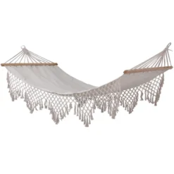 Toile hamac avec macrame creme