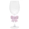 Verre a vin avec noeud rose 3d
