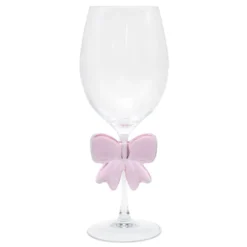 Verre a vin avec noeud rose 3d