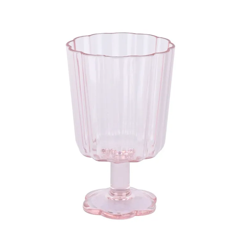 Verre a vin plastique fleur pink